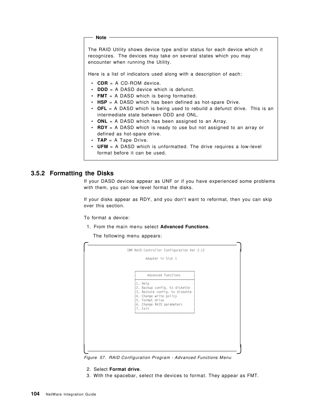 IBM SG24-4576-00 manual Formatting the Disks, Select Format drive 