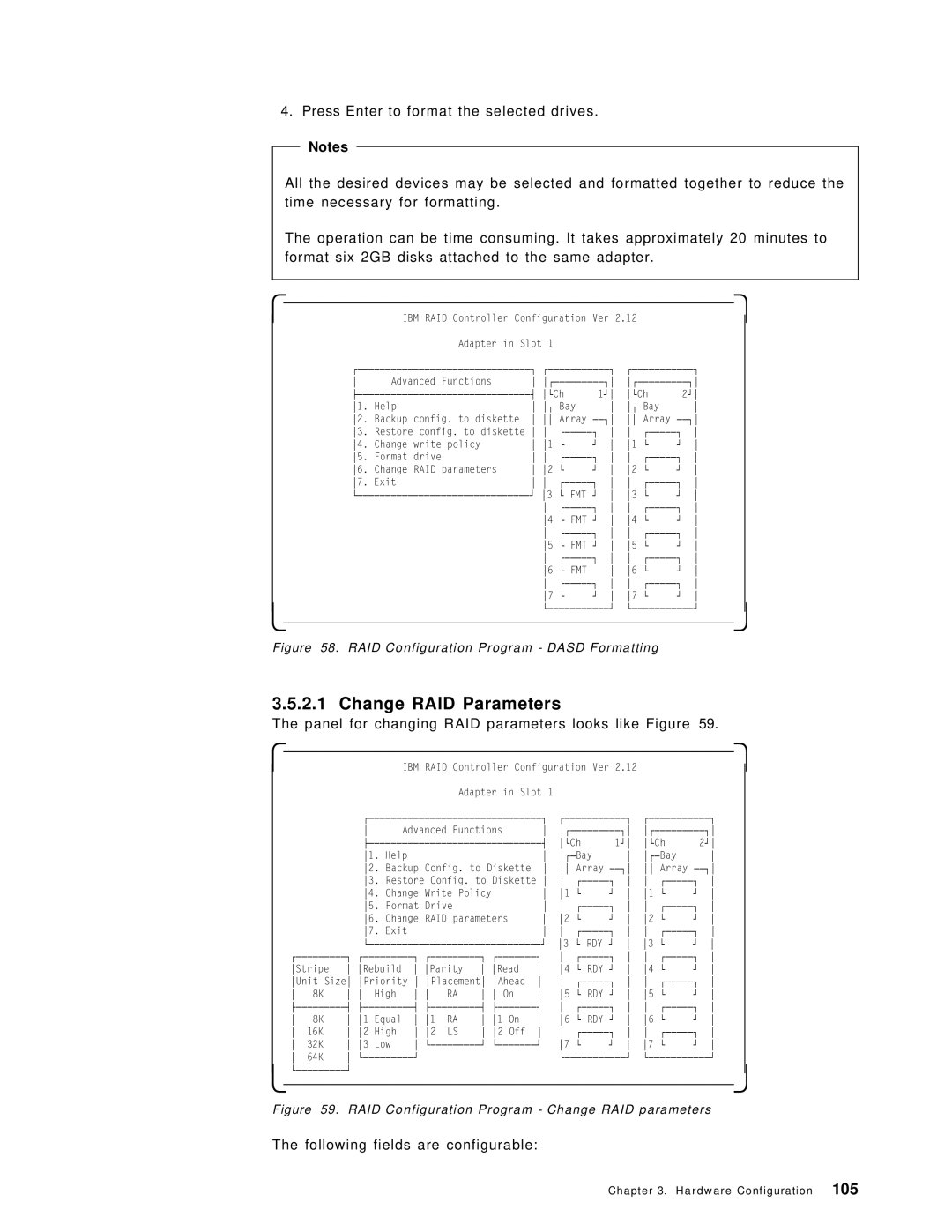 IBM SG24-4576-00 manual Change RAID Parameters, Panel for changing RAID parameters looks like Figure 