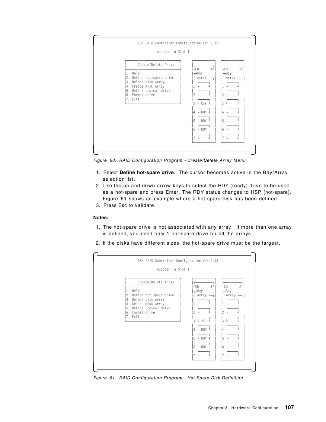 IBM SG24-4576-00 manual RAID Configuration Program Create/Delete Array Menu 