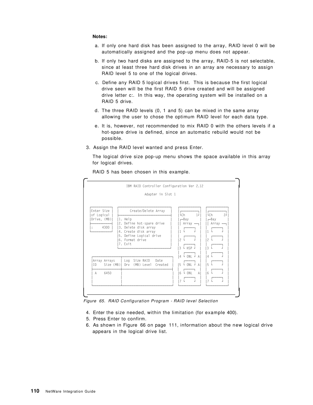 IBM SG24-4576-00 manual RAID Configuration Program RAID level Selection 