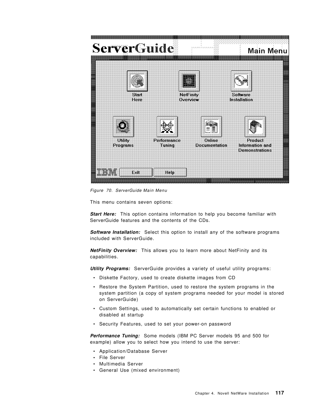 IBM SG24-4576-00 manual ServerGuide Main Menu 