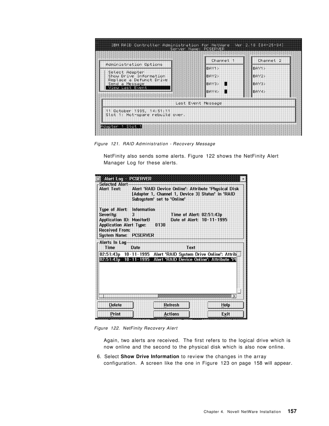 IBM SG24-4576-00 manual RAID Administration Recovery Message 