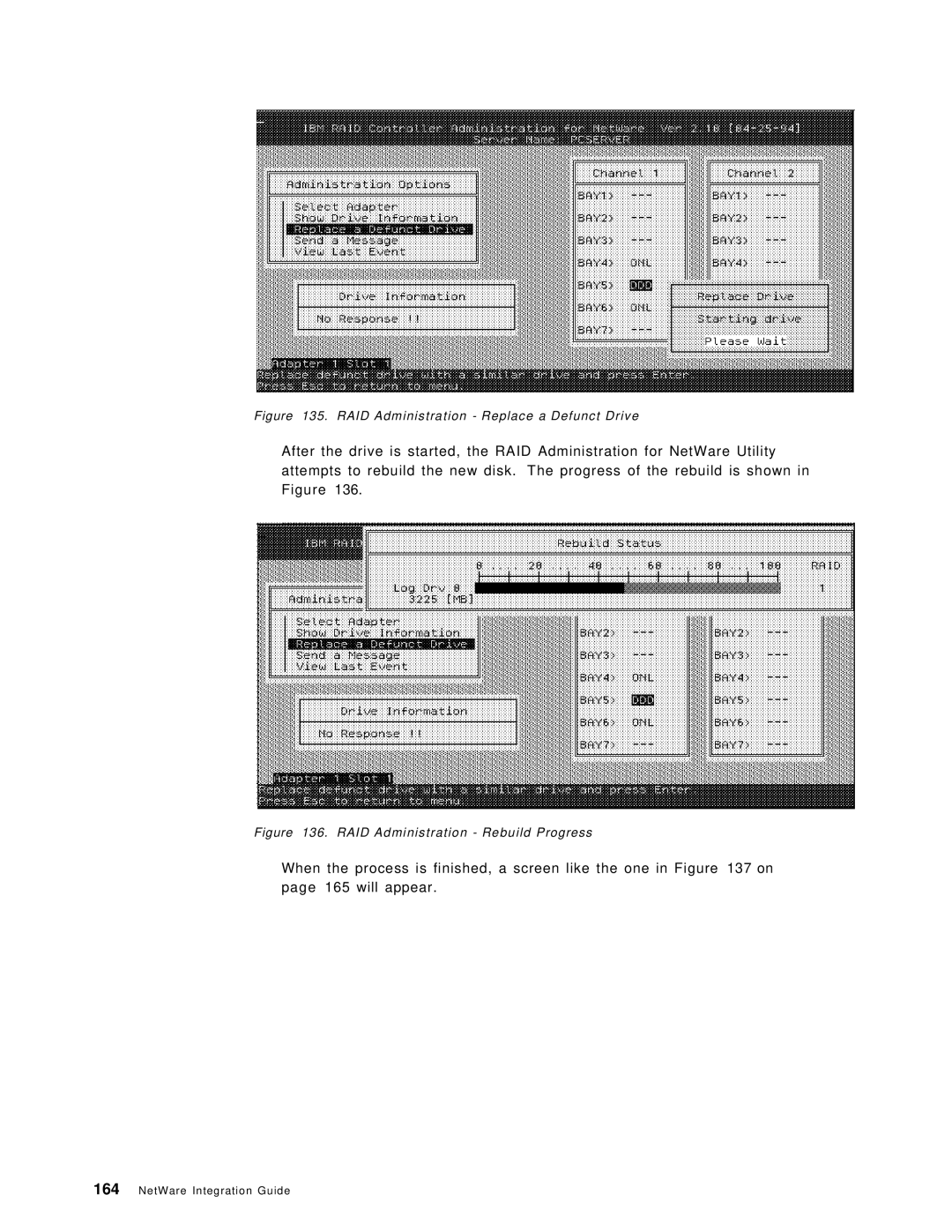 IBM SG24-4576-00 manual RAID Administration Rebuild Progress 