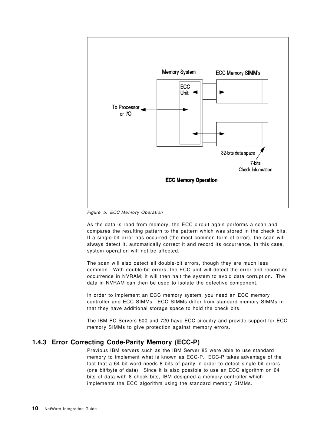 IBM SG24-4576-00 manual Error Correcting Code-Parity Memory ECC-P, ECC Memory Operation 