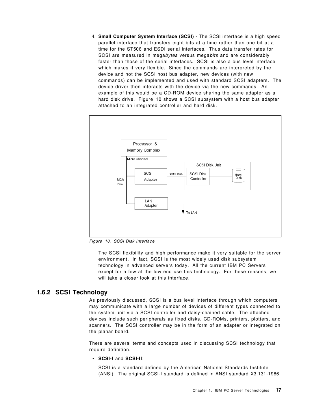 IBM SG24-4576-00 manual Scsi Technology, ∙ SCSI-I and SCSI-II 