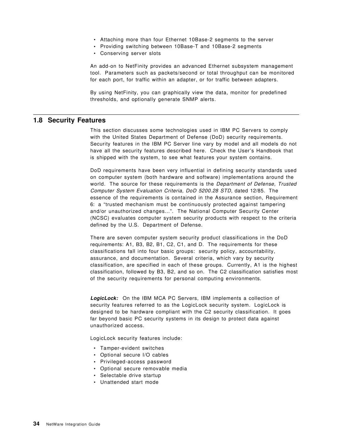 IBM SG24-4576-00 manual Security Features 