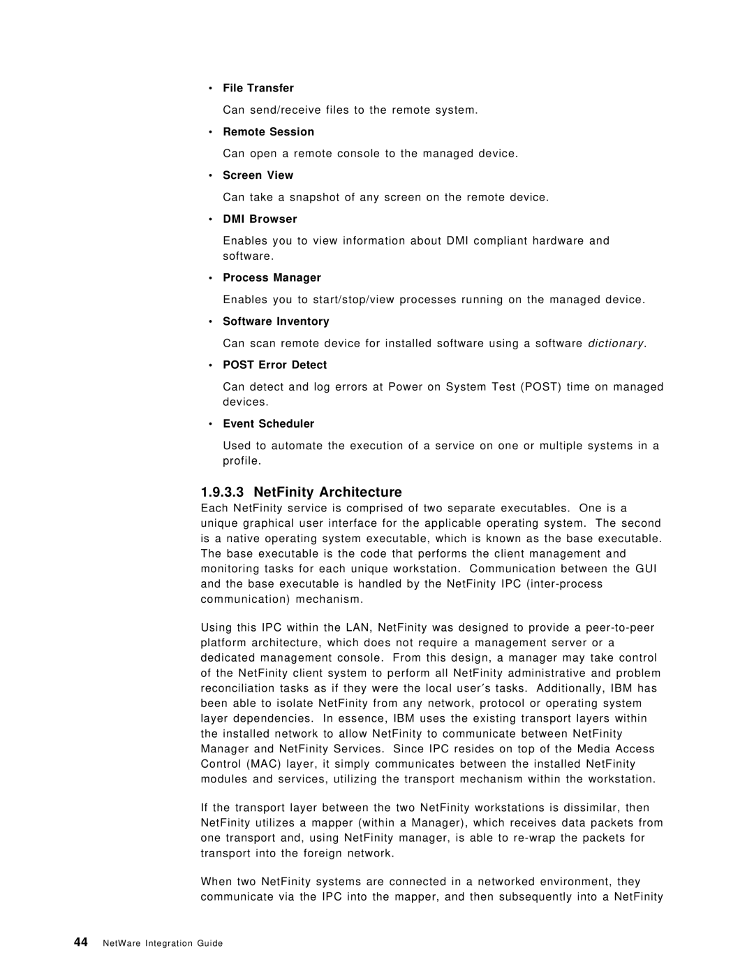 IBM SG24-4576-00 manual NetFinity Architecture 