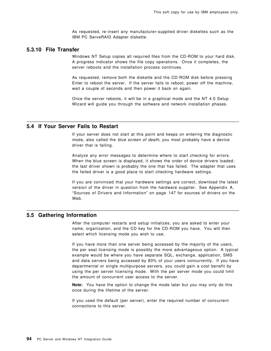 IBM SG24-4763-00 manual File Transfer, If Your Server Fails to Restart, Gathering Information 