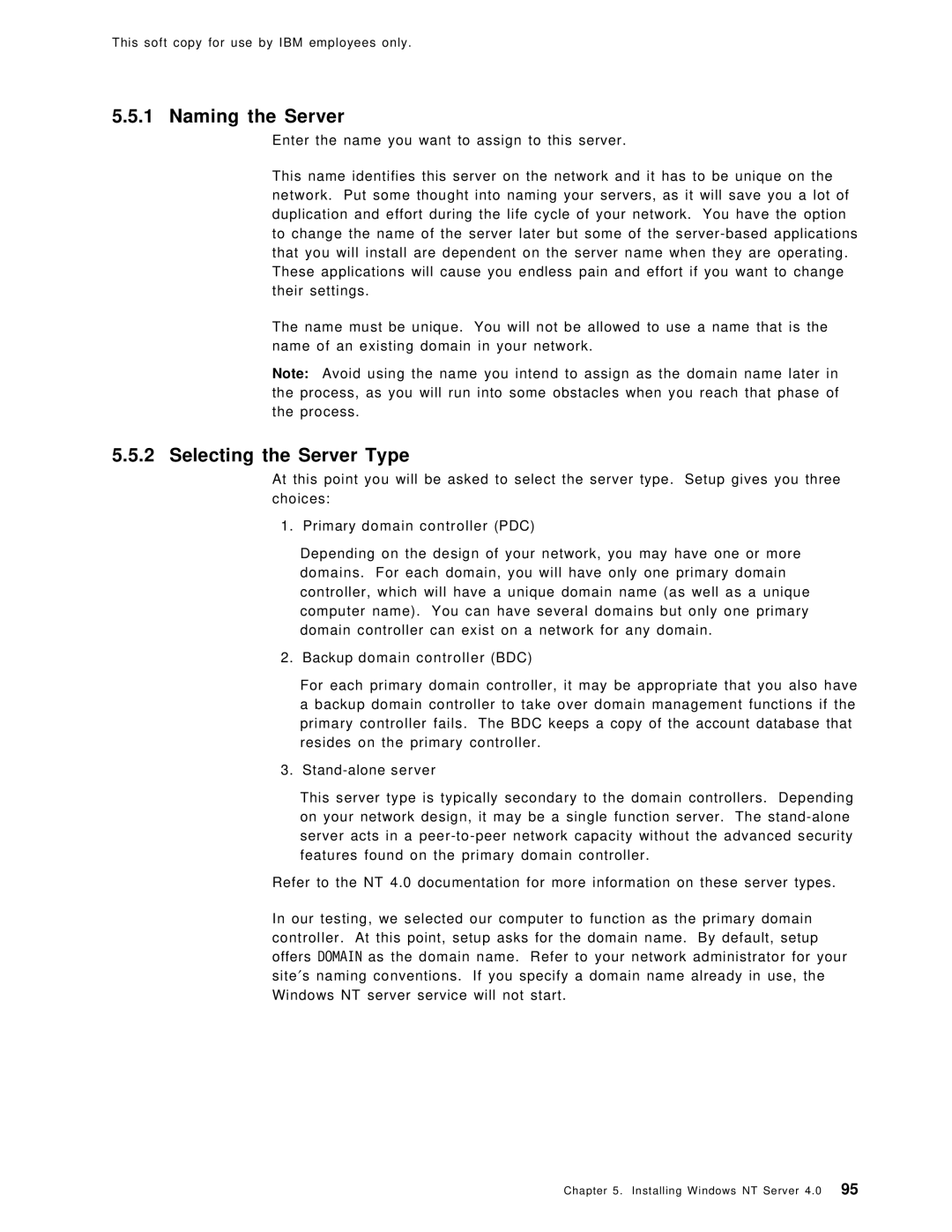 IBM SG24-4763-00 manual Naming the Server, Selecting the Server Type 