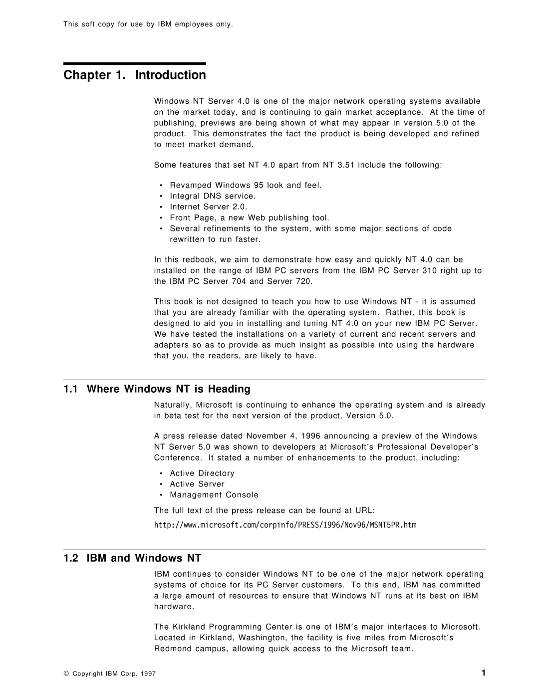 IBM SG24-4763-00 manual Introduction, Where Windows NT is Heading, IBM and Windows NT 