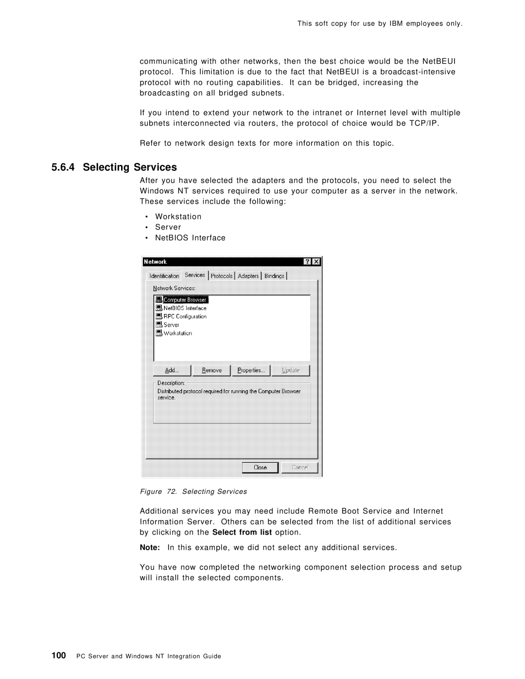 IBM SG24-4763-00 manual Selecting Services 