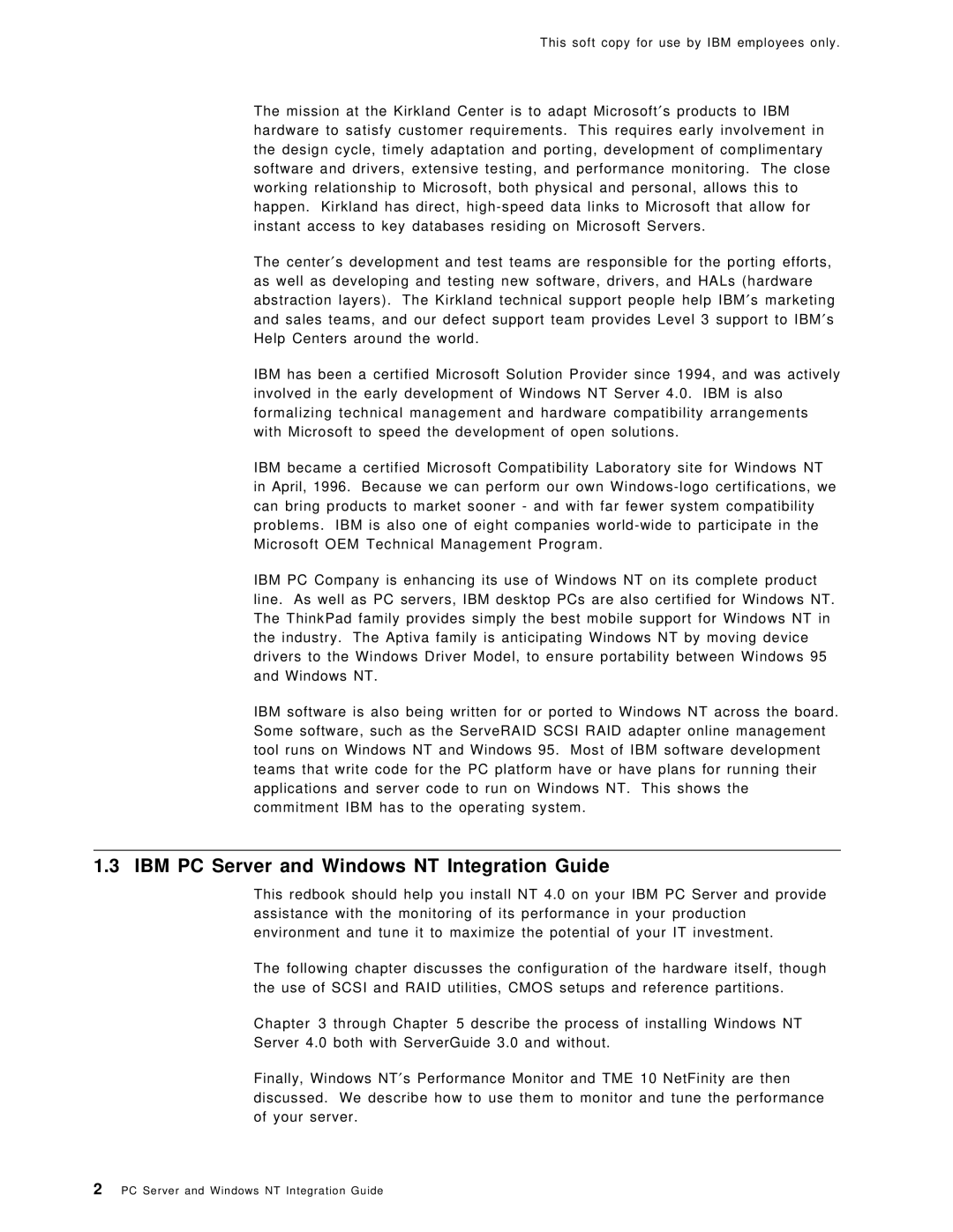 IBM SG24-4763-00 manual IBM PC Server and Windows NT Integration Guide 