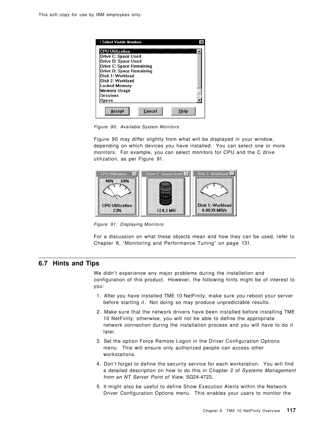 IBM SG24-4763-00 manual Hints and Tips, Available System Monitors 