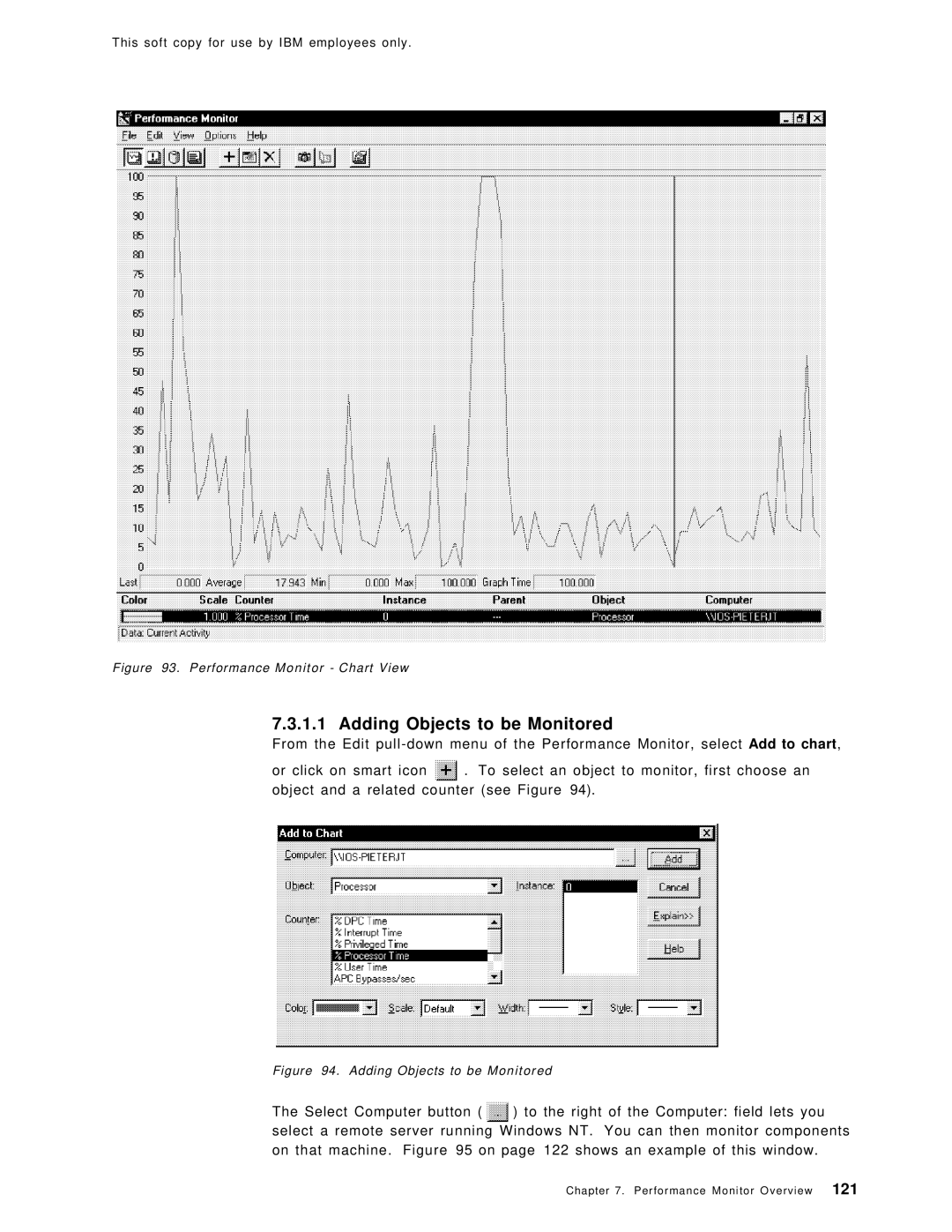 IBM SG24-4763-00 manual Adding Objects to be Monitored, Performance Monitor Chart View 