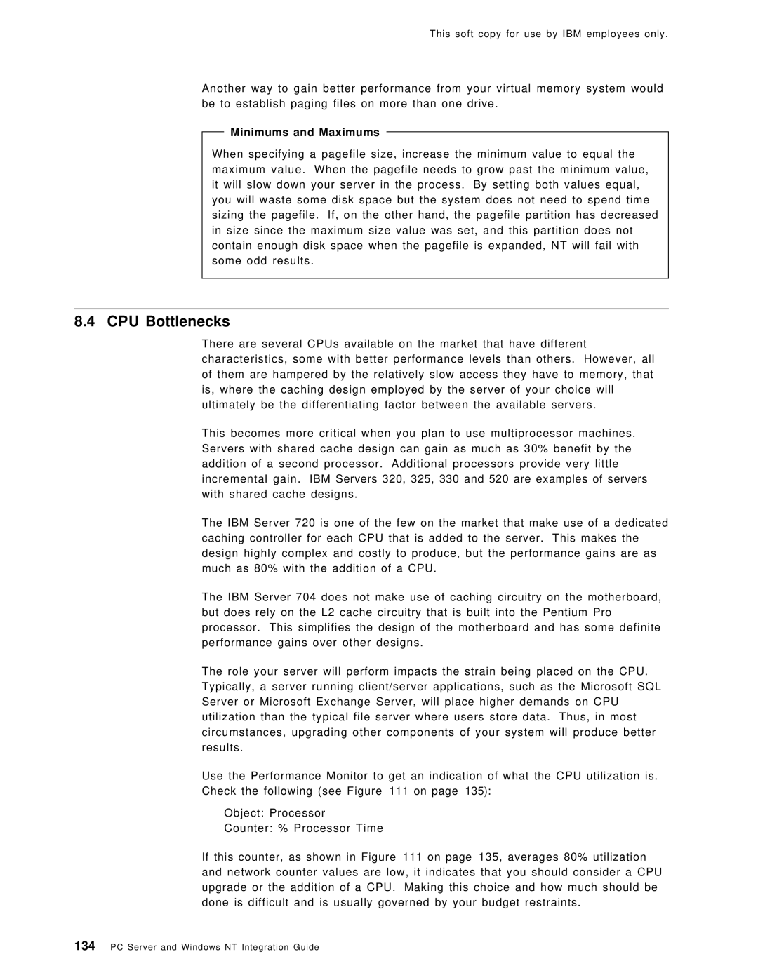 IBM SG24-4763-00 manual CPU Bottlenecks, Minimums and Maximums 