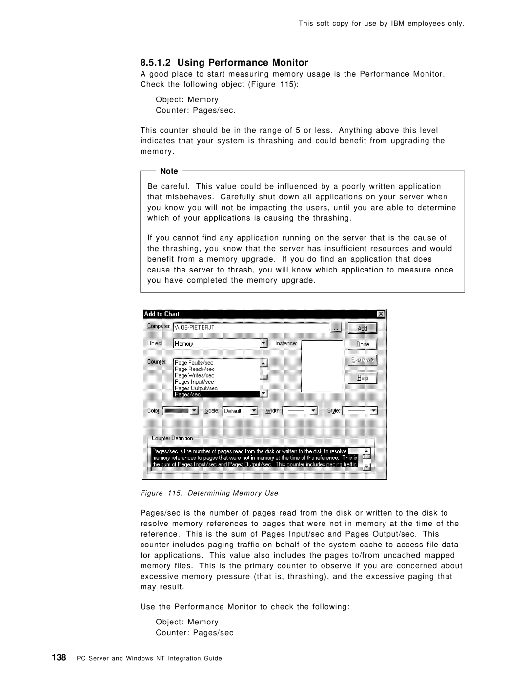 IBM SG24-4763-00 manual Using Performance Monitor, Determining Memory Use 