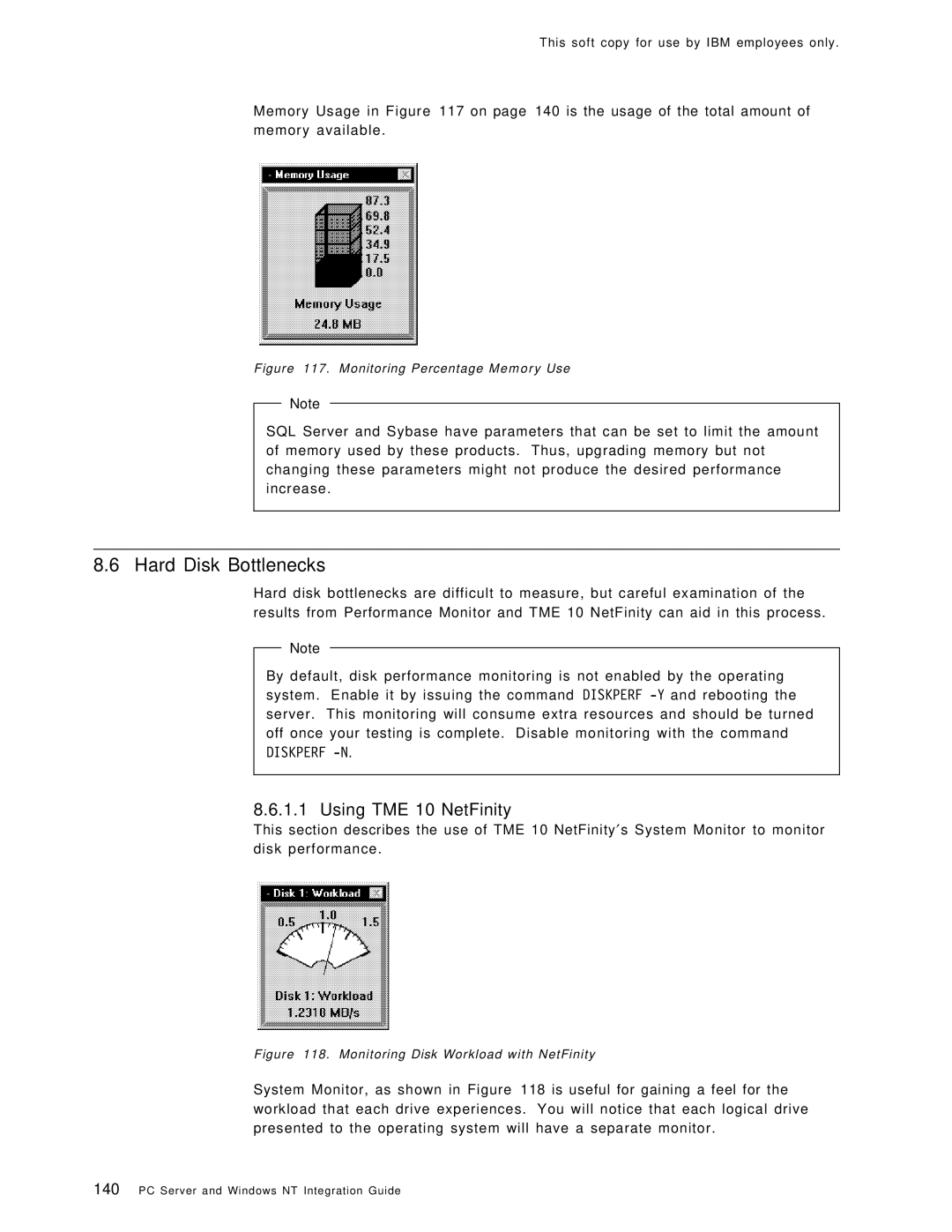 IBM SG24-4763-00 manual Hard Disk Bottlenecks, Monitoring Percentage Memory Use 