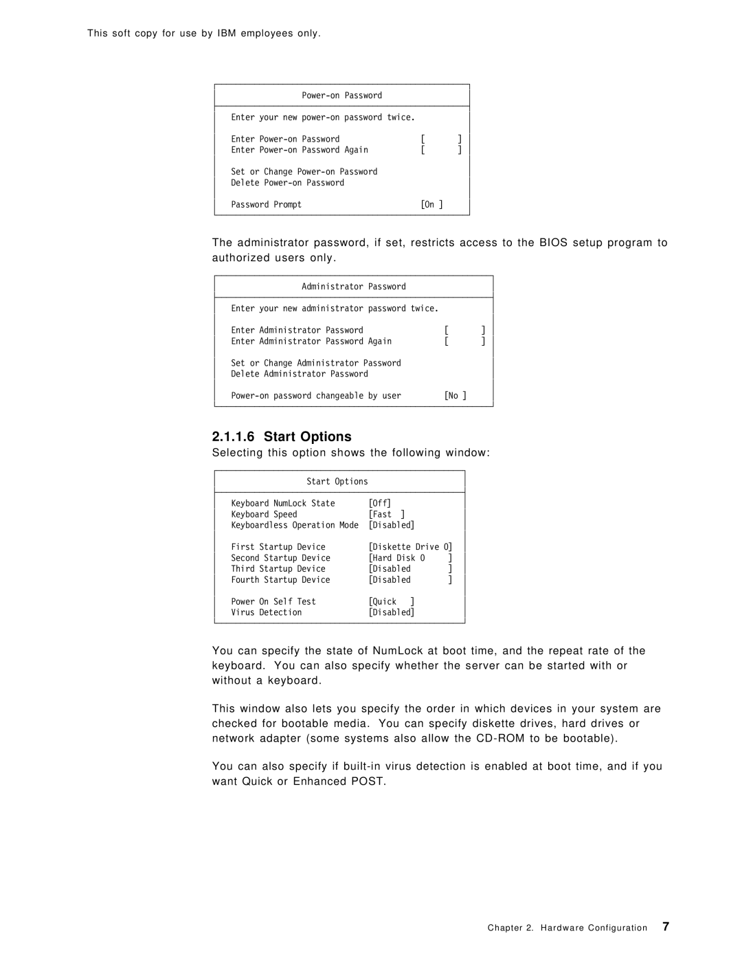 IBM SG24-4763-00 manual Start Options, Selecting this option shows the following window 