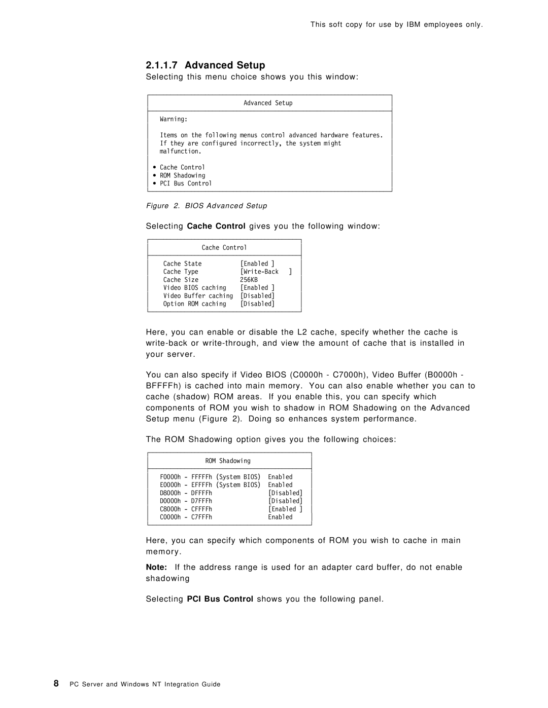 IBM SG24-4763-00 manual Advanced Setup, Selecting this menu choice shows you this window 