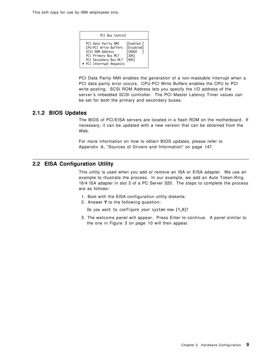 IBM SG24-4763-00 manual Bios Updates, Eisa Configuration Utility 