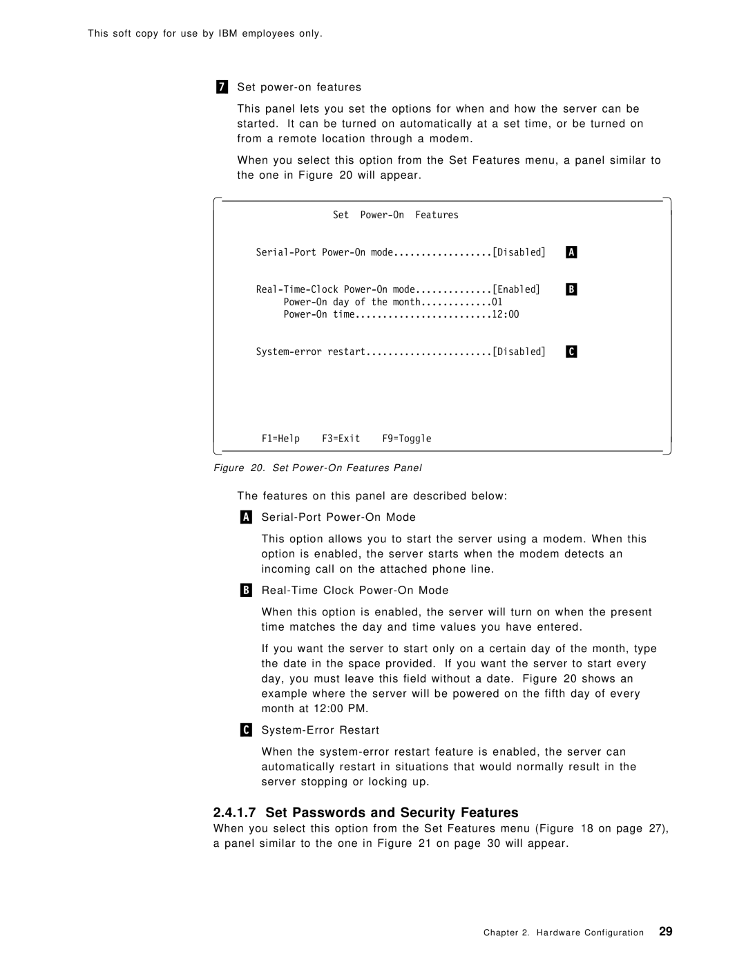 IBM SG24-4763-00 manual Set Passwords and Security Features 