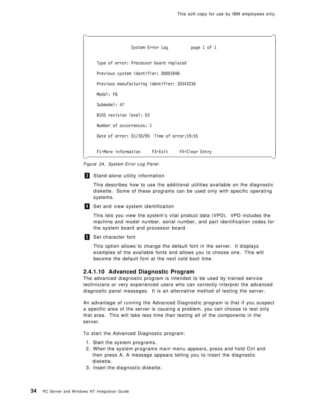 IBM SG24-4763-00 manual Advanced Diagnostic Program, System Error Log Panel 