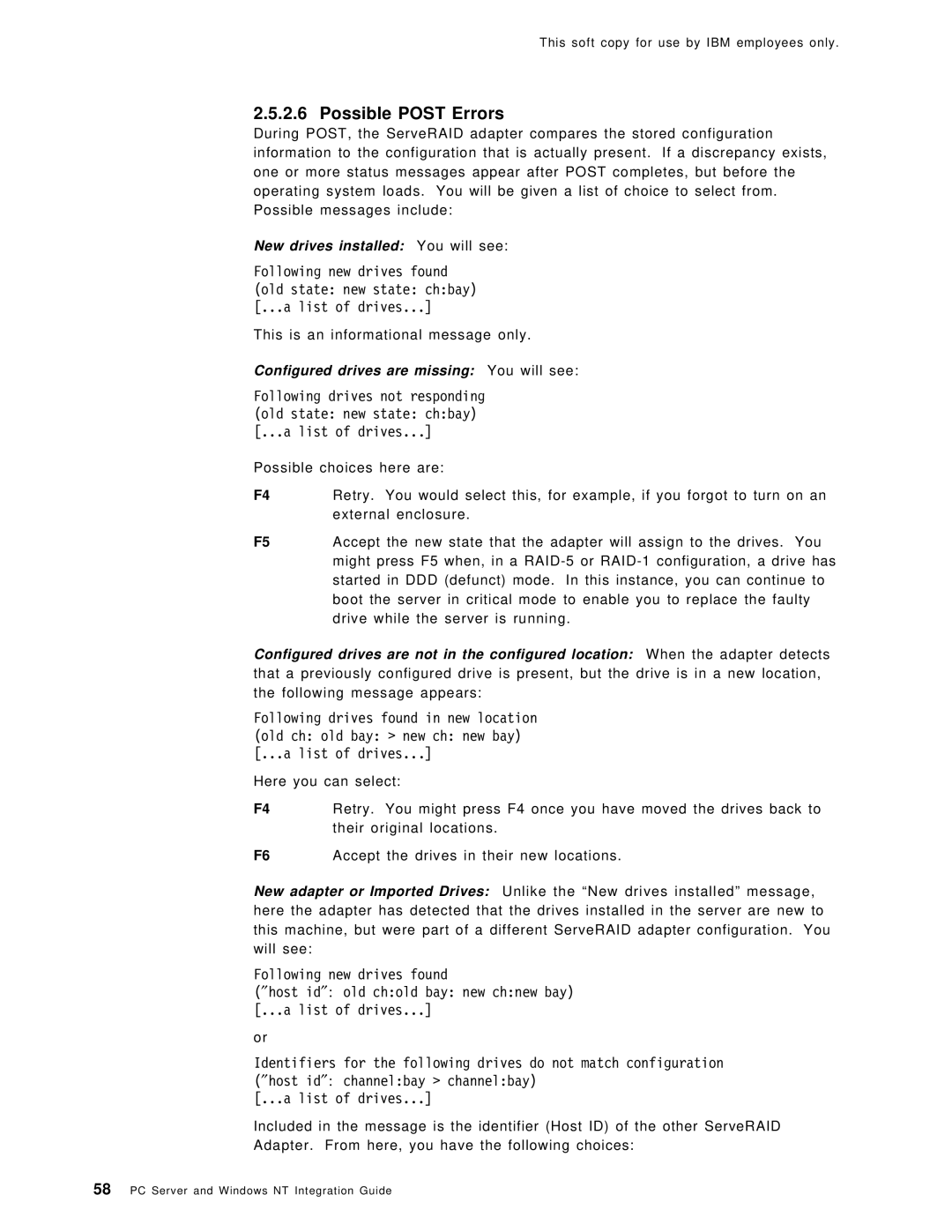 IBM SG24-4763-00 manual Possible Post Errors 