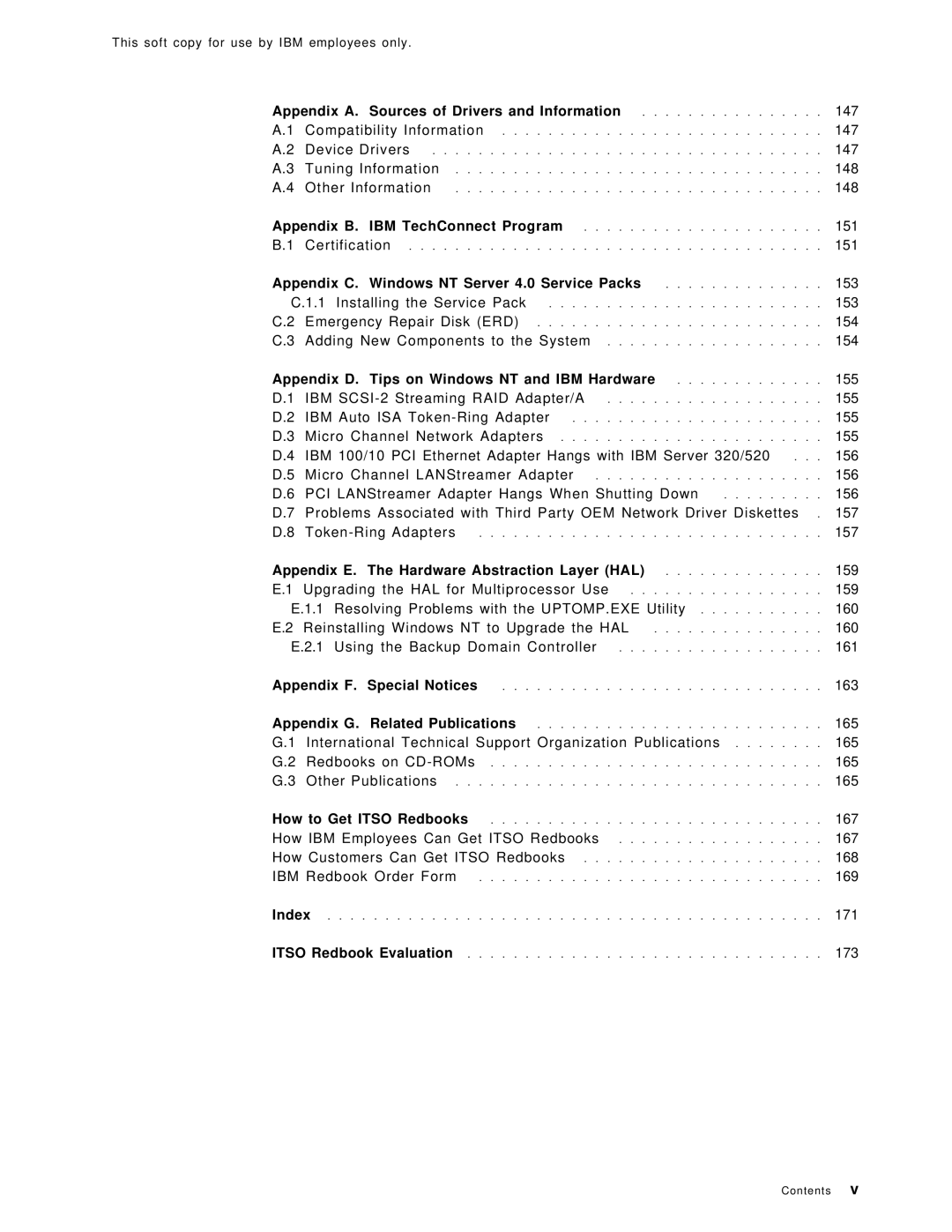 IBM SG24-4763-00 manual Appendix A. Sources of Drivers and Information, Appendix C. Windows NT Server 4.0 Service Packs 