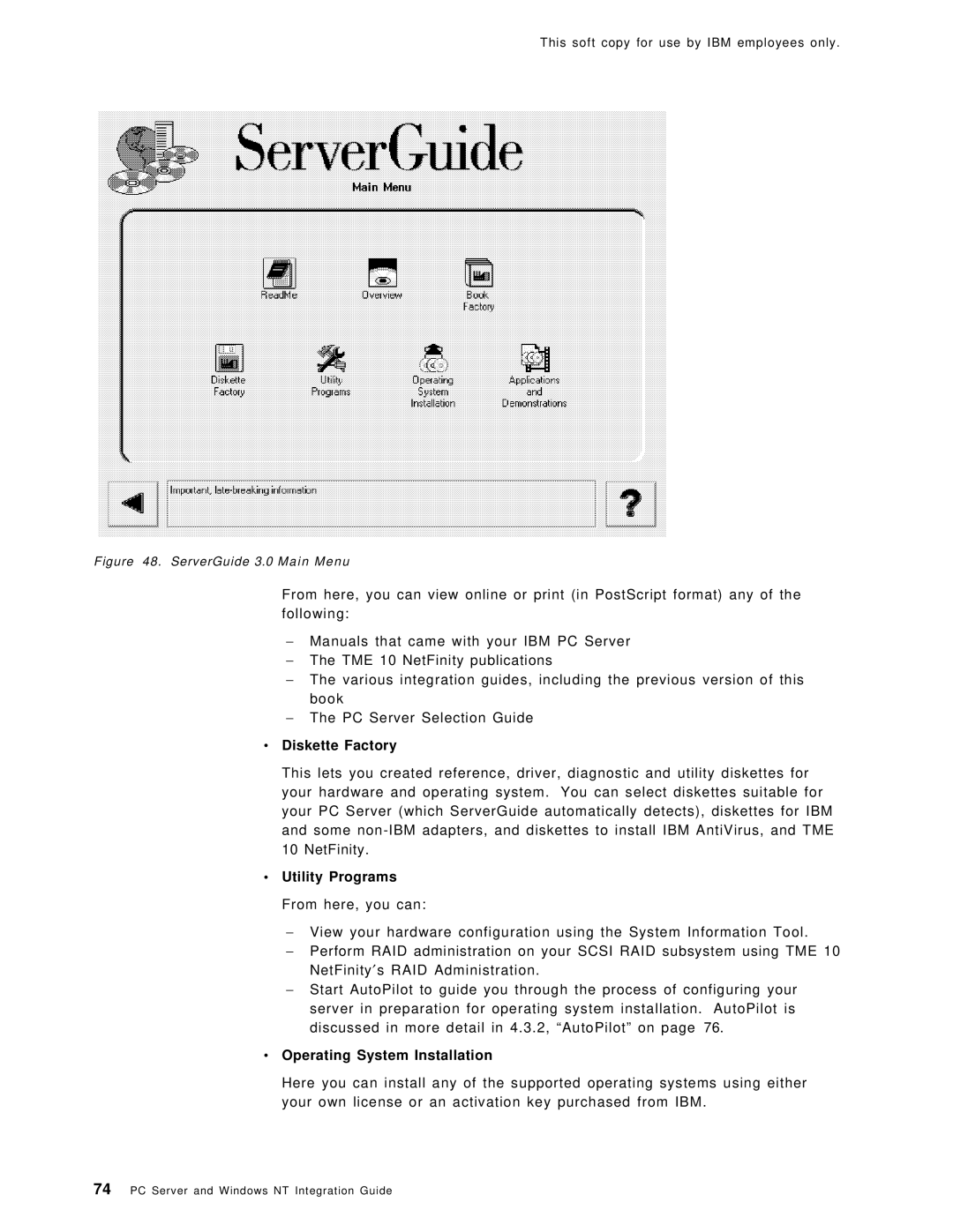 IBM SG24-4763-00 manual Diskette Factory, Utility Programs From here, you can, Operating System Installation 