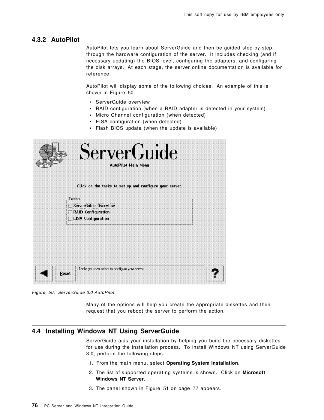 IBM SG24-4763-00 manual AutoPilot, Installing Windows NT Using ServerGuide 