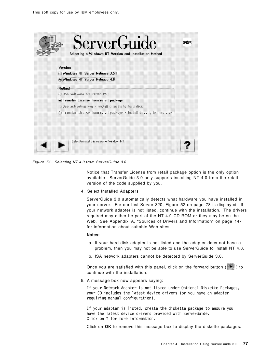 IBM SG24-4763-00 manual Selecting NT 4.0 from ServerGuide 