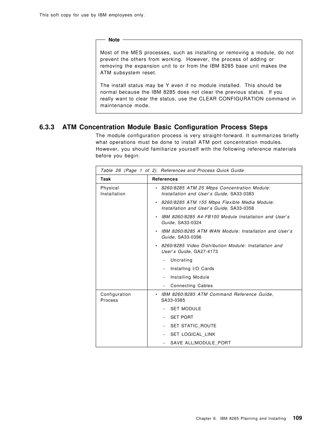 IBM SG24-4817-00 manual ATM Concentration Module Basic Configuration Process Steps, Task References 