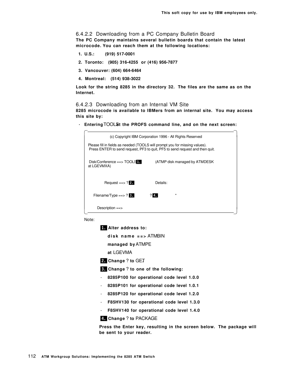 IBM SG24-4817-00 manual Downloading from a PC Company Bulletin Board, Downloading from an Internal VM Site 