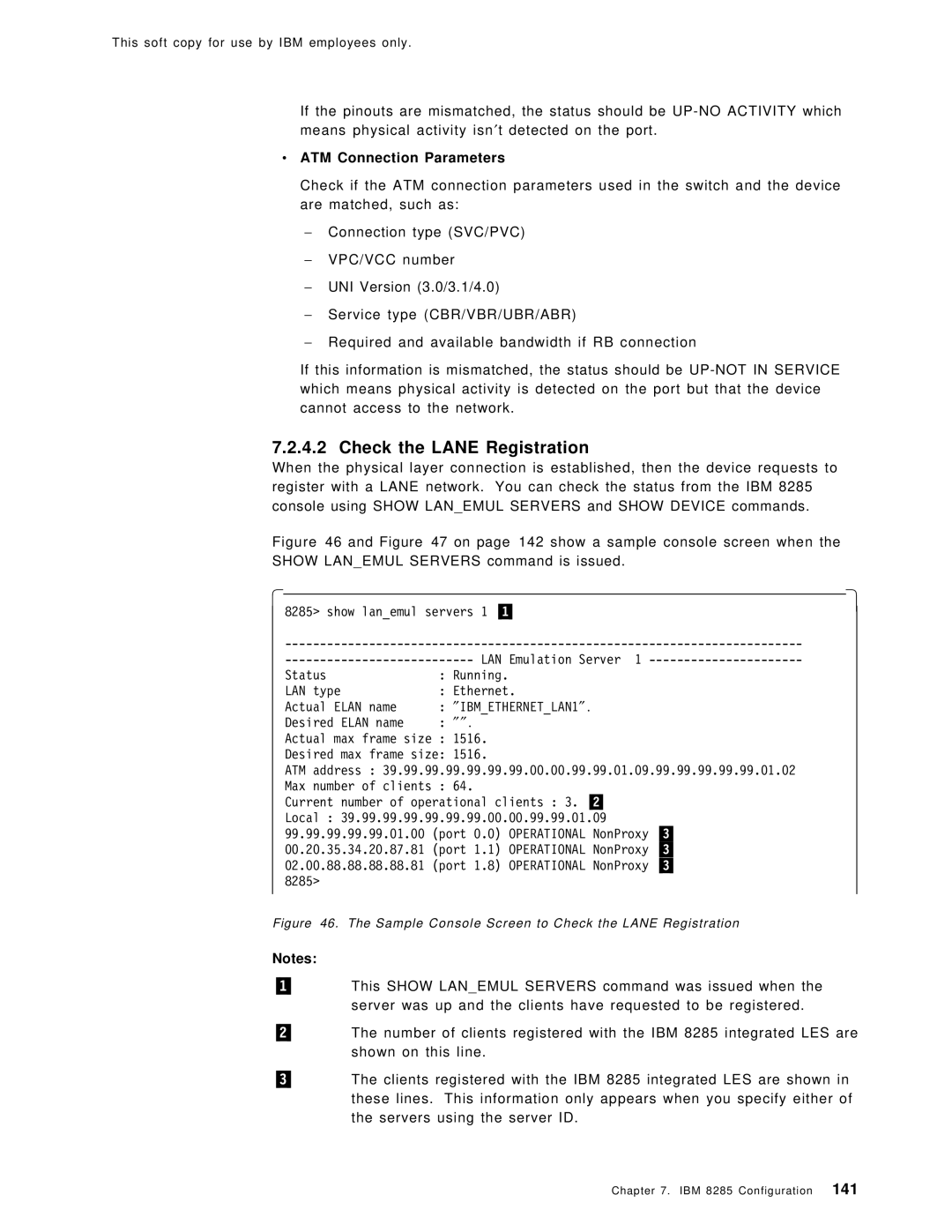 IBM SG24-4817-00 manual Check the Lane Registration, ATM Connection Parameters 