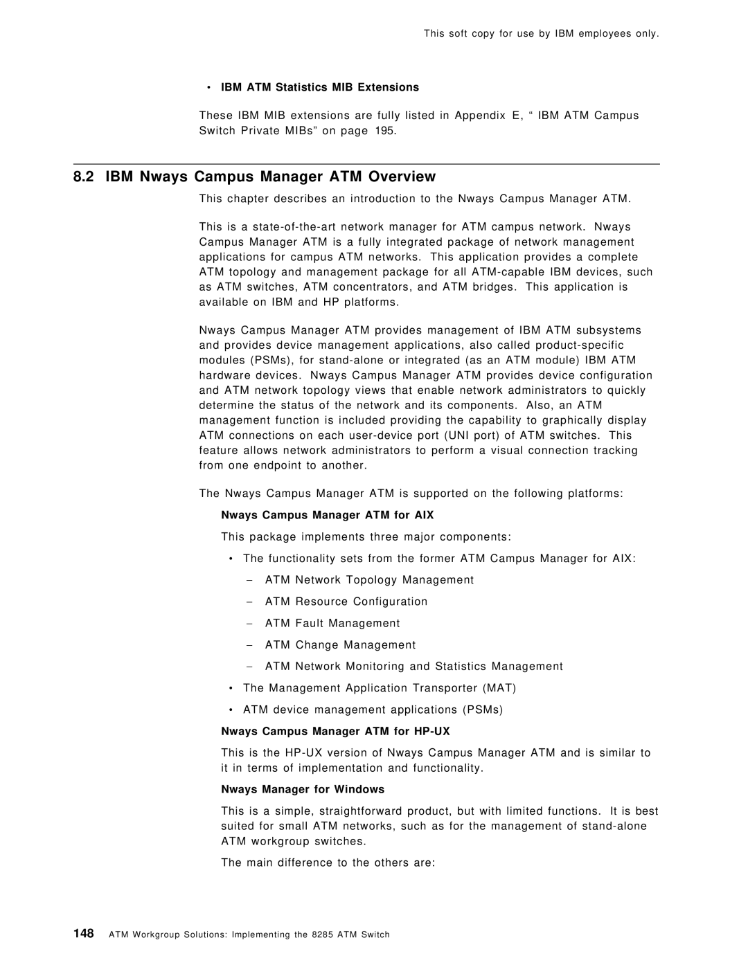 IBM SG24-4817-00 manual IBM Nways Campus Manager ATM Overview, IBM ATM Statistics MIB Extensions, Nways Manager for Windows 