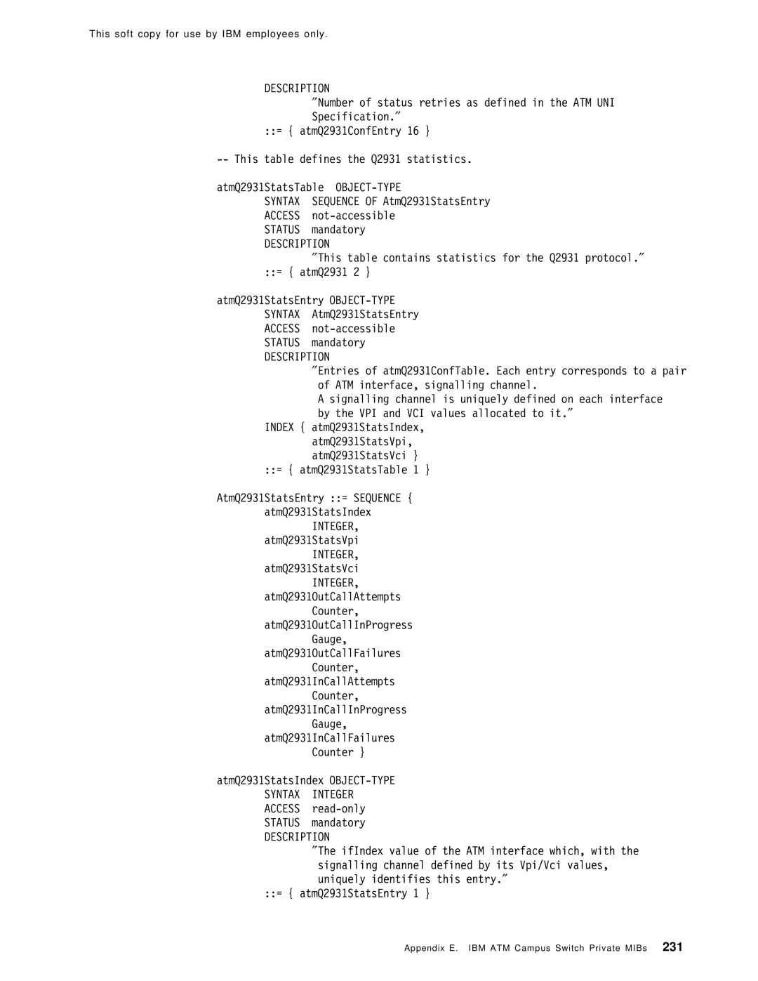 IBM SG24-4817-00 manual AtmQ2931StatsVpi 