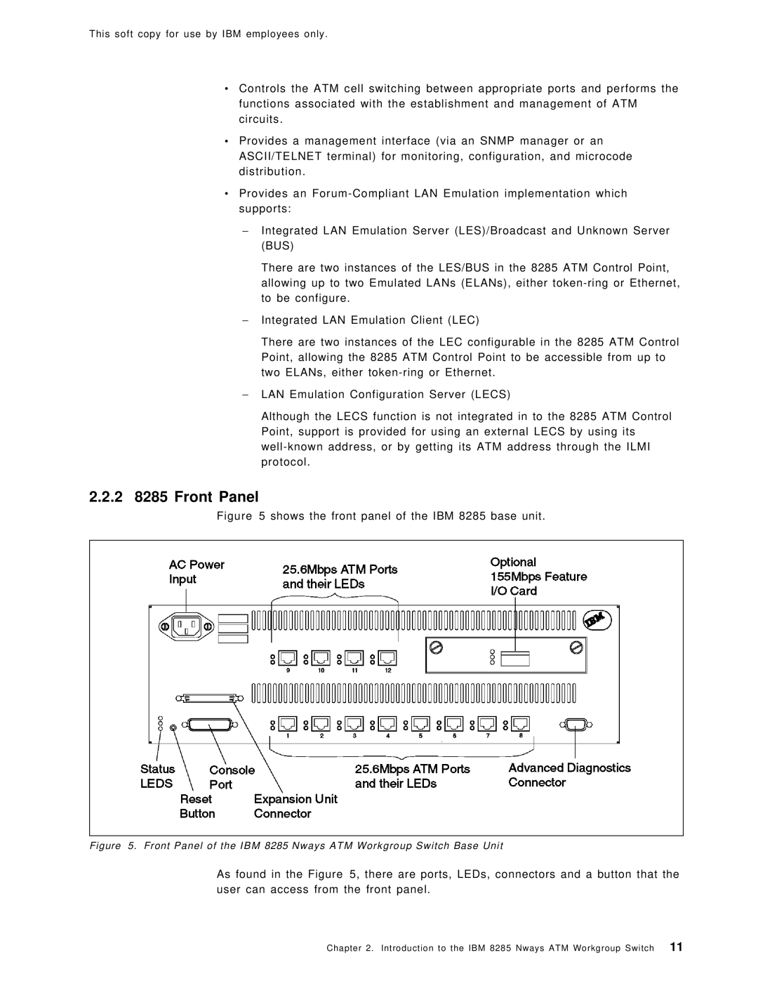 IBM SG24-4817-00 manual 2 8285 Front Panel, Shows the front panel of the IBM 8285 base unit 