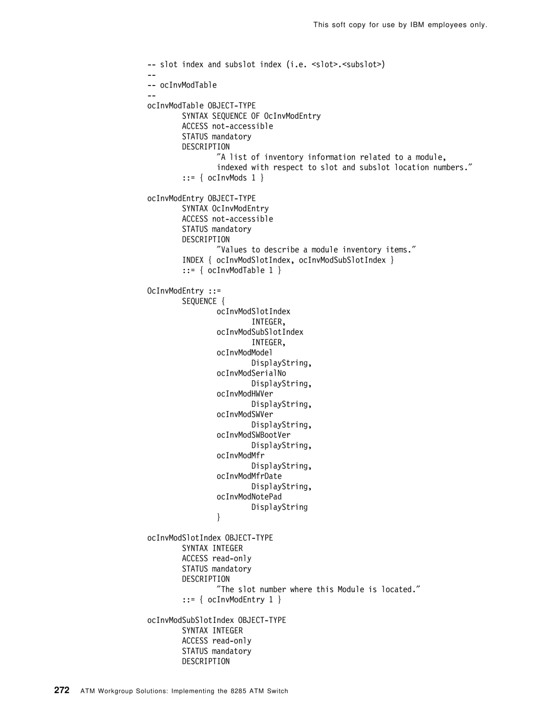 IBM SG24-4817-00 manual OcInvModSubSlotIndex 