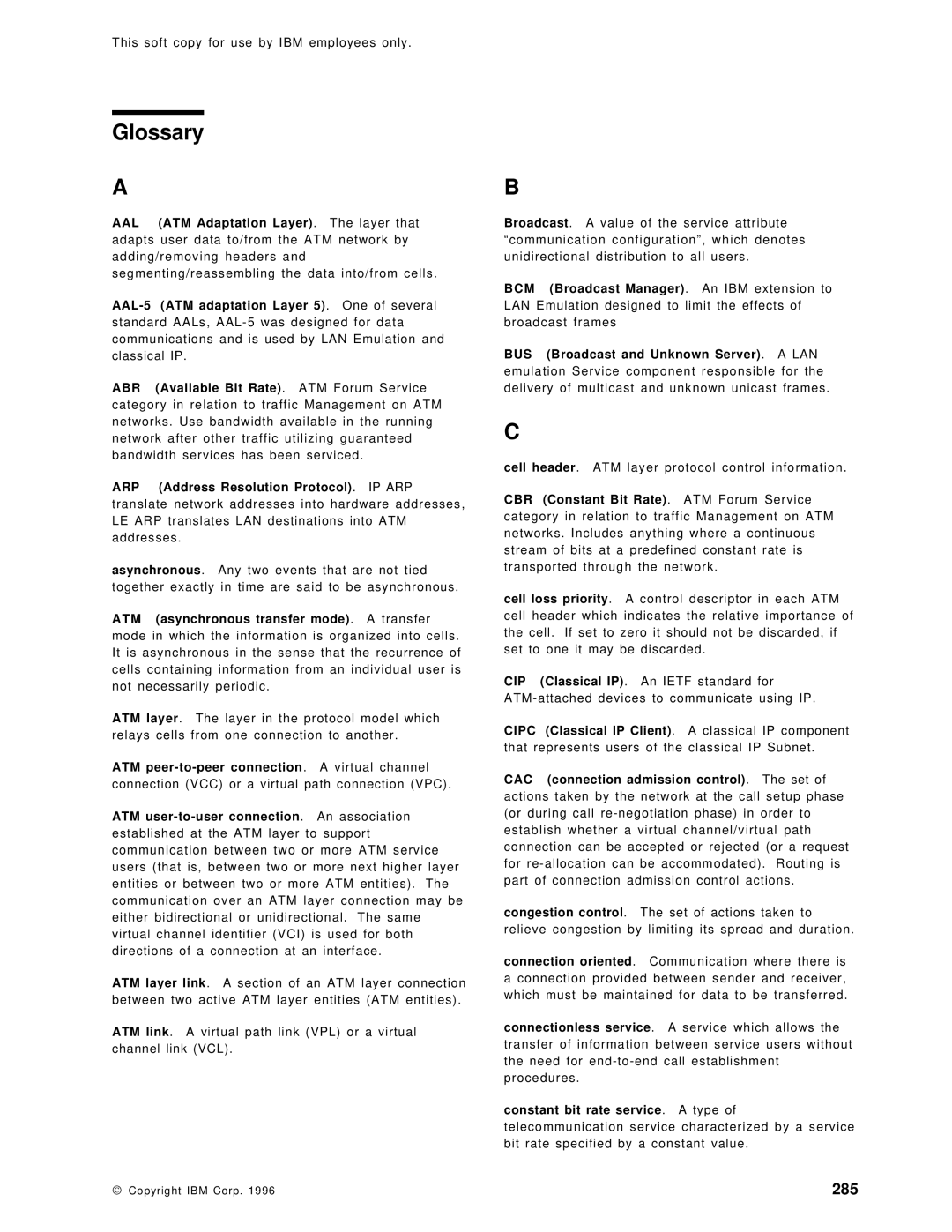 IBM SG24-4817-00 manual Glossary, 285 