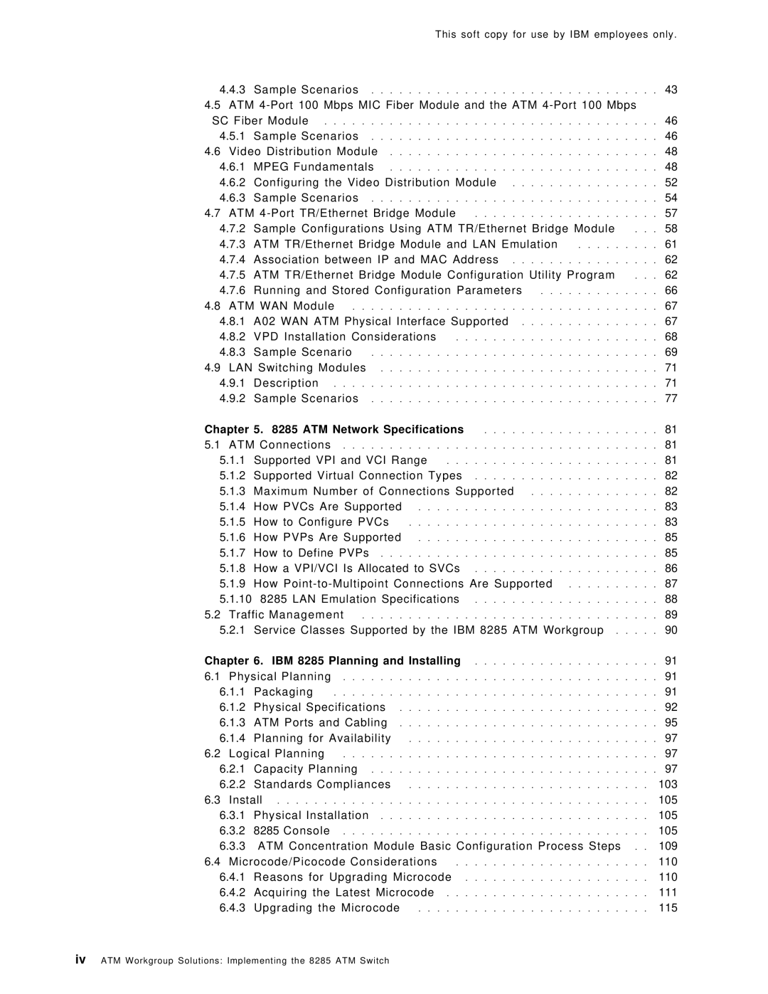 IBM SG24-4817-00 manual ATM Network Specifications, IBM 8285 Planning and Installing 