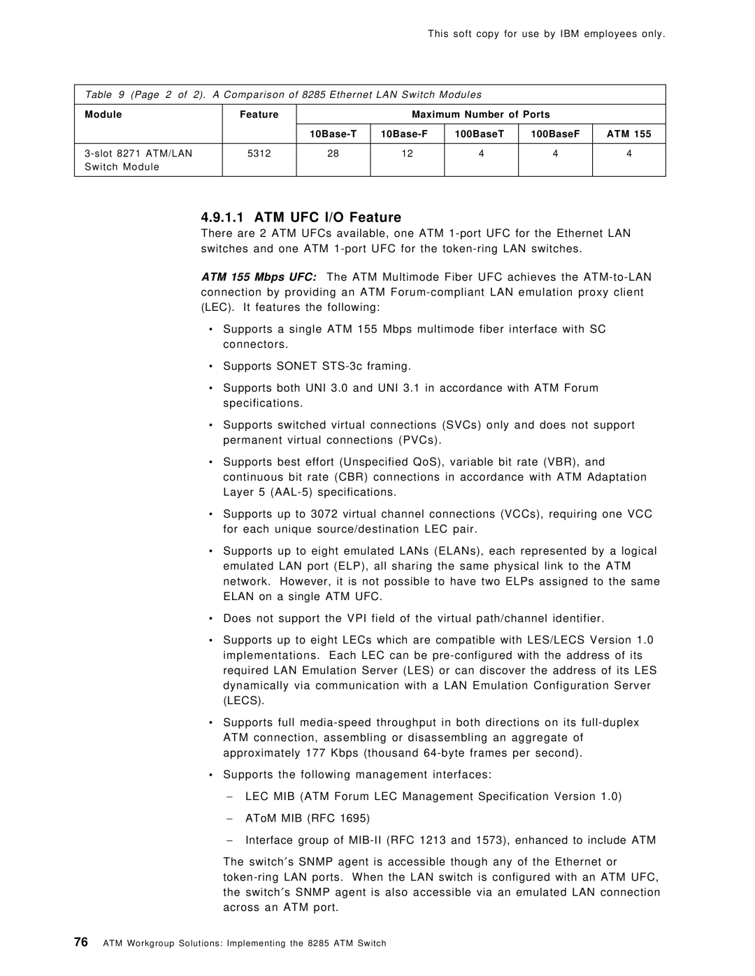 IBM SG24-4817-00 manual ATM UFC I/O Feature 