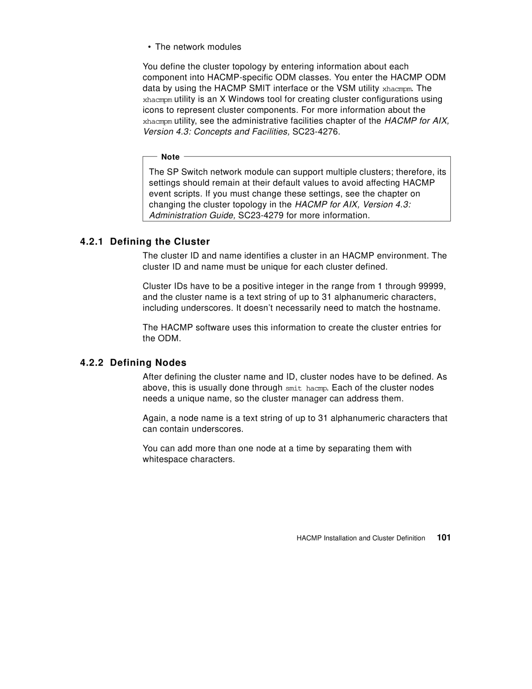 IBM SG24-5131-00 manual Defining the Cluster, Defining Nodes 