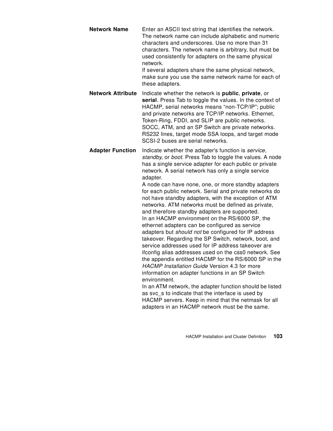 IBM SG24-5131-00 manual Hacmp Installation and Cluster Definition 