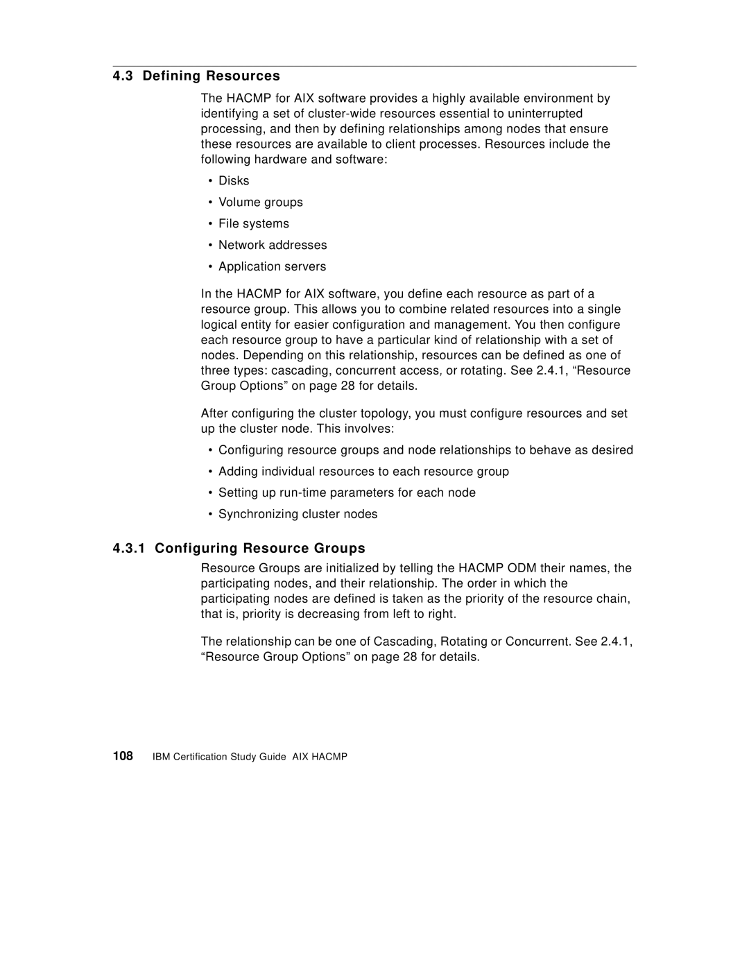 IBM SG24-5131-00 manual Defining Resources, Configuring Resource Groups 