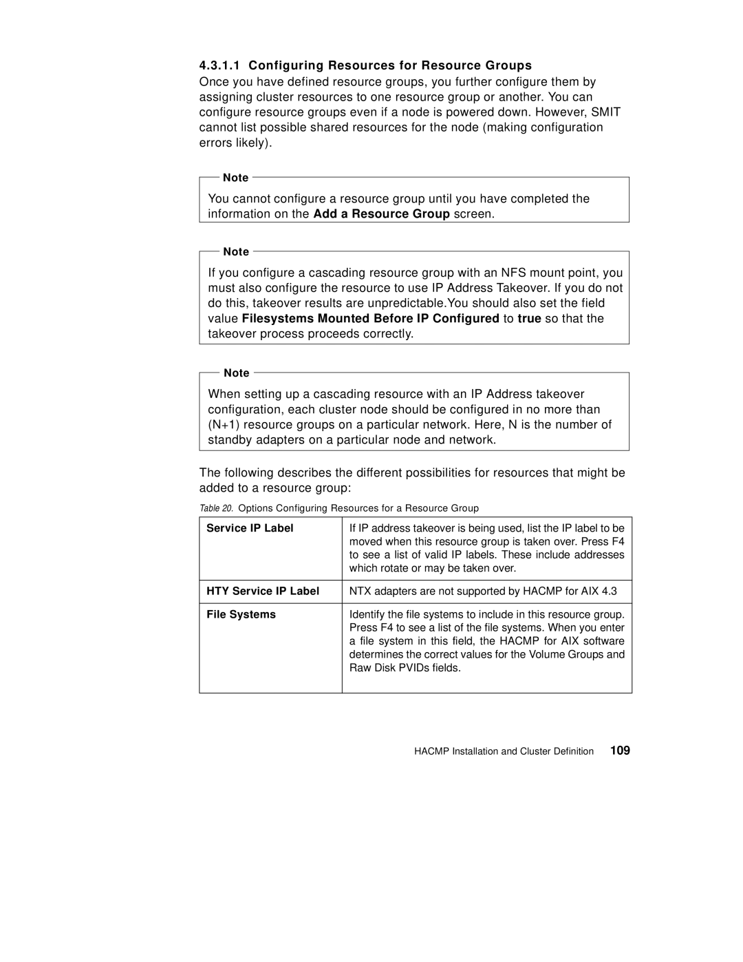 IBM SG24-5131-00 manual Configuring Resources for Resource Groups, Service IP Label 