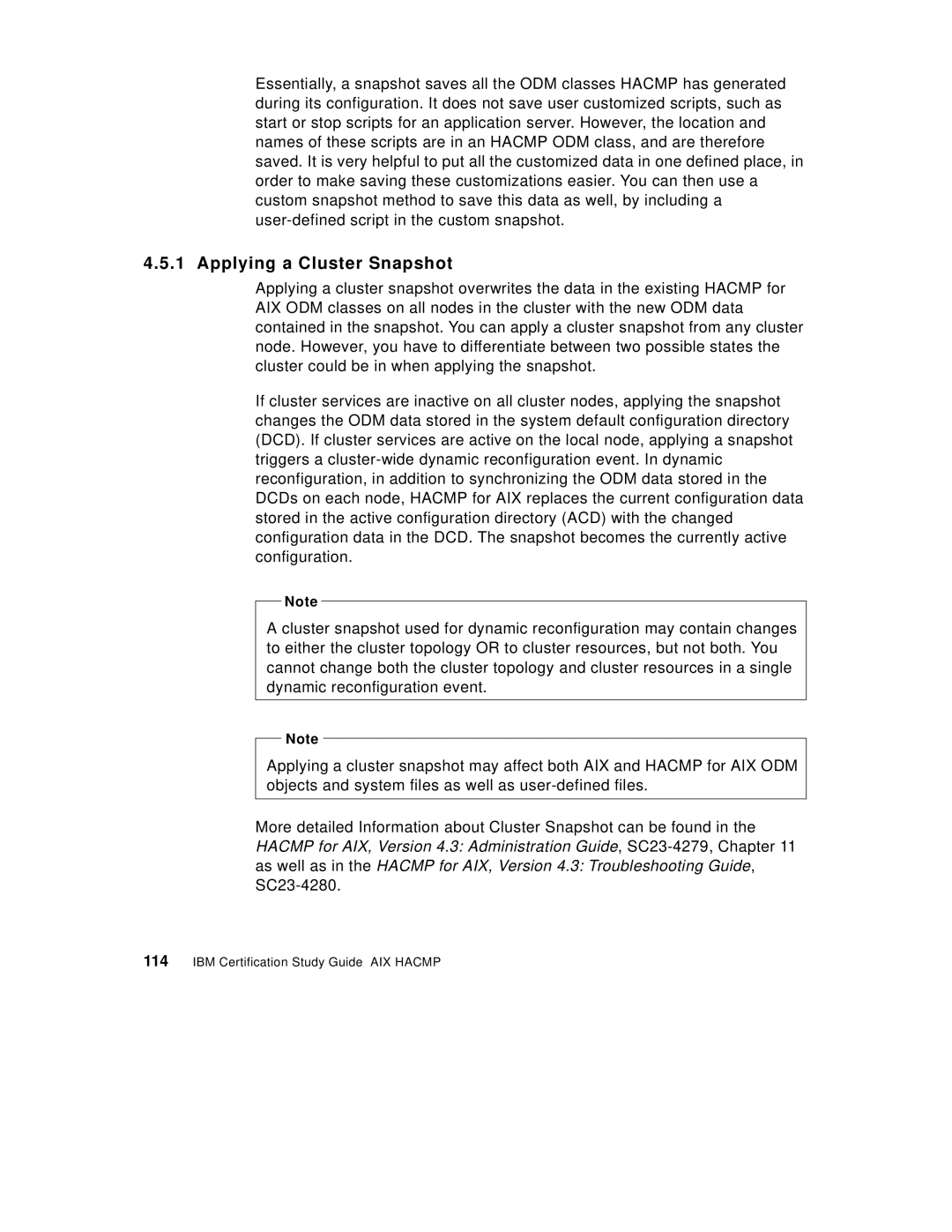 IBM SG24-5131-00 manual Applying a Cluster Snapshot 