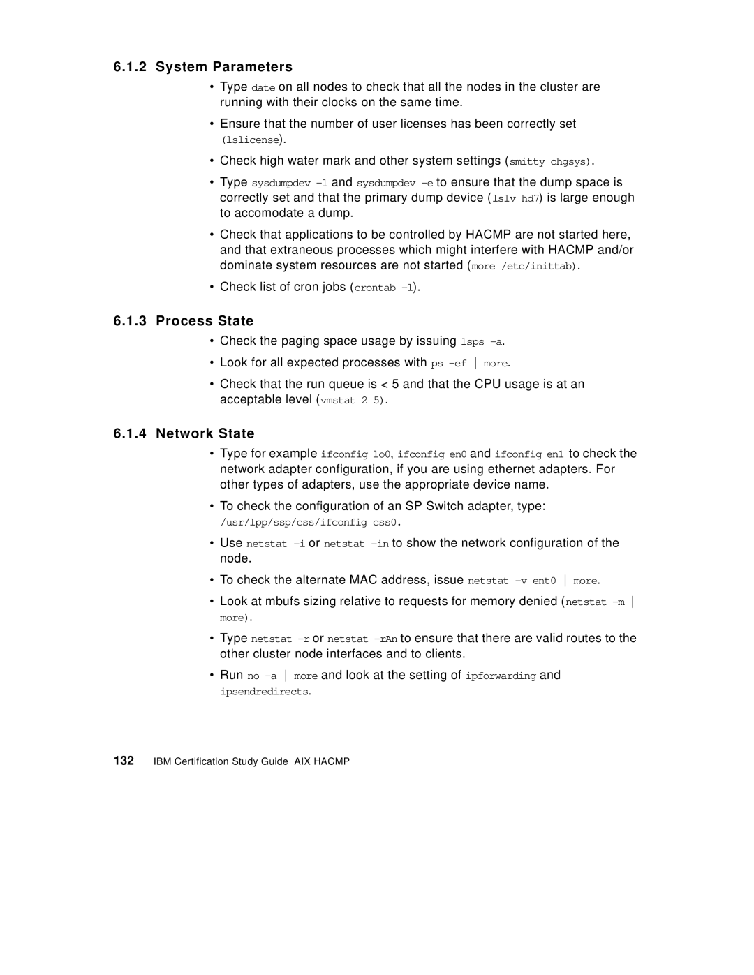 IBM SG24-5131-00 manual System Parameters, Process State, Network State 