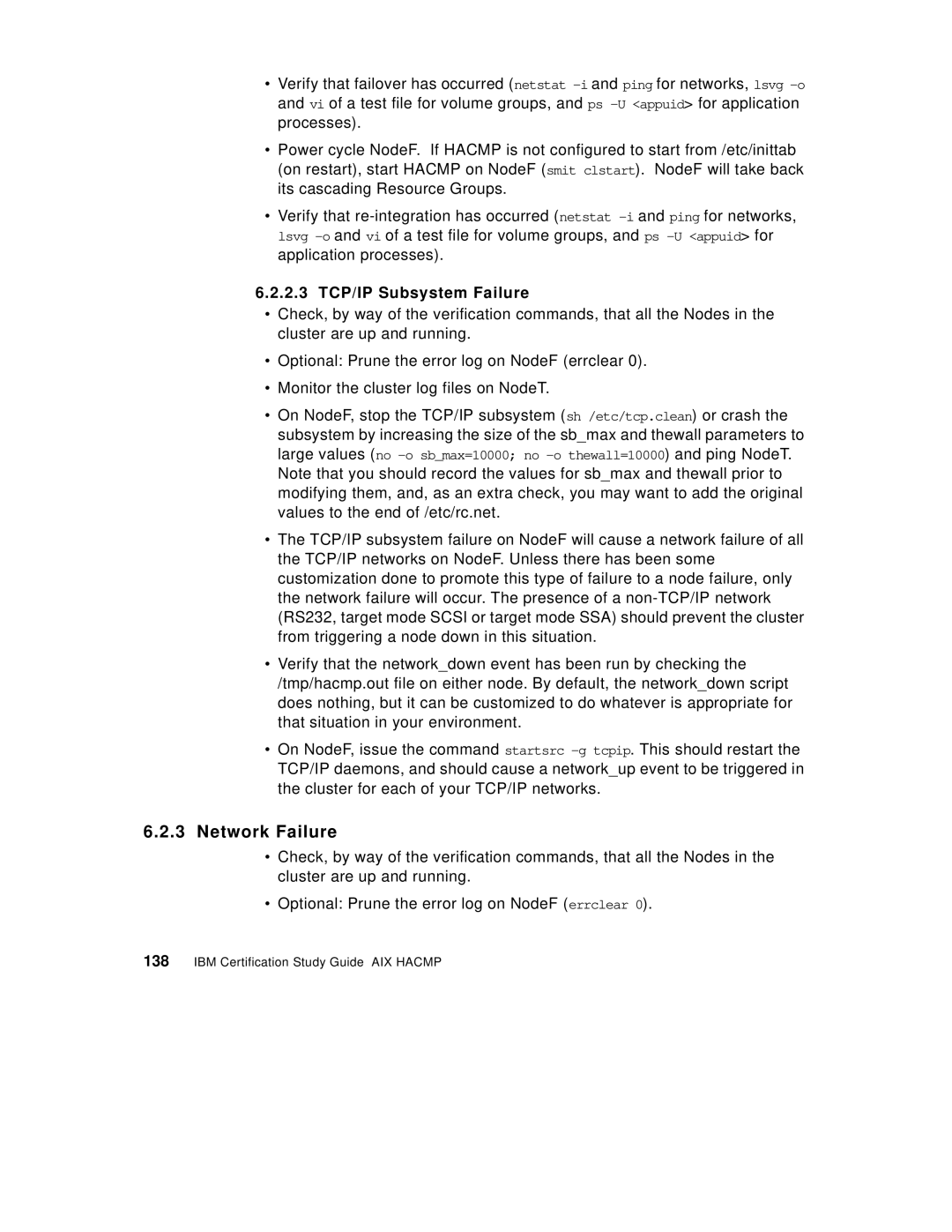 IBM SG24-5131-00 manual Network Failure, 2.3 TCP/IP Subsystem Failure 