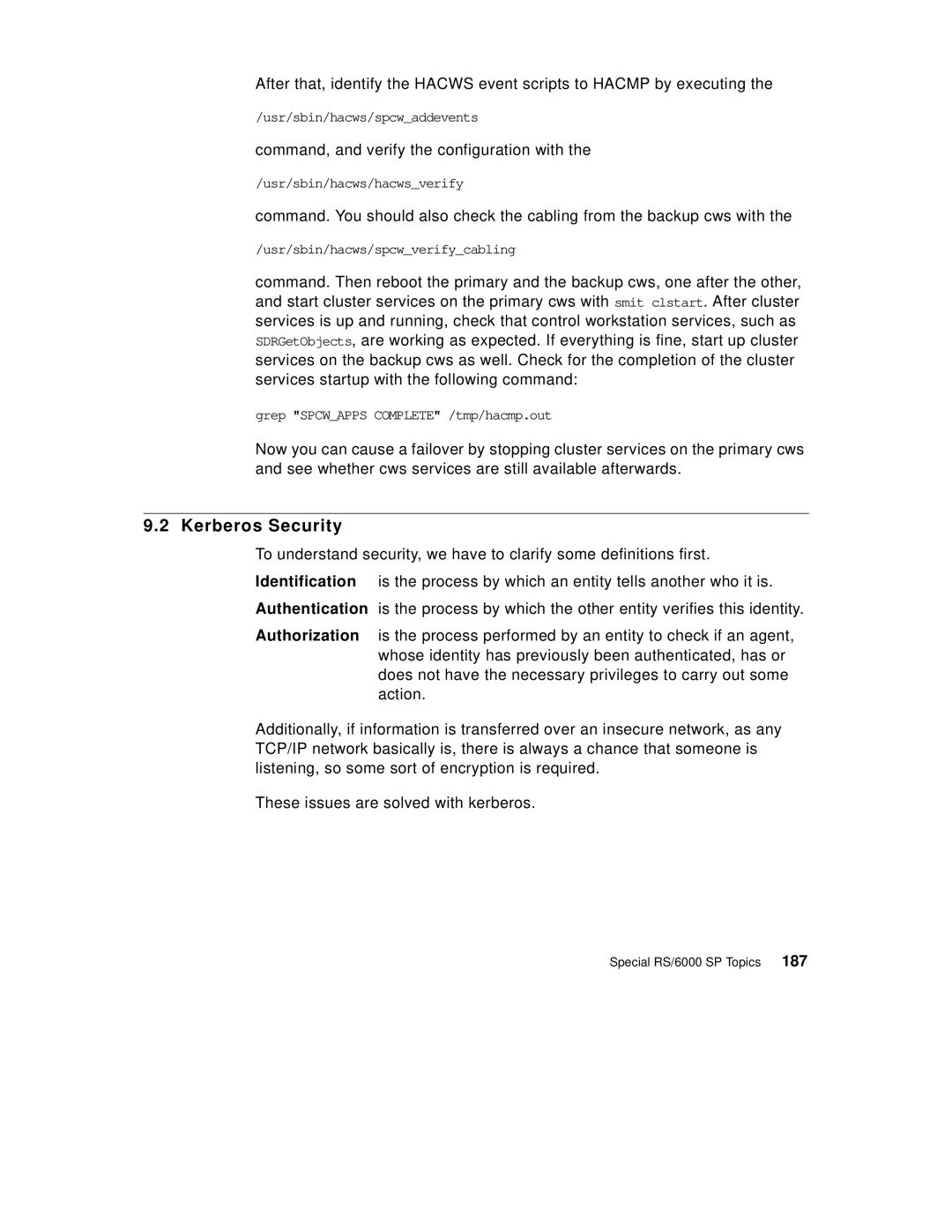 IBM SG24-5131-00 manual Kerberos Security 