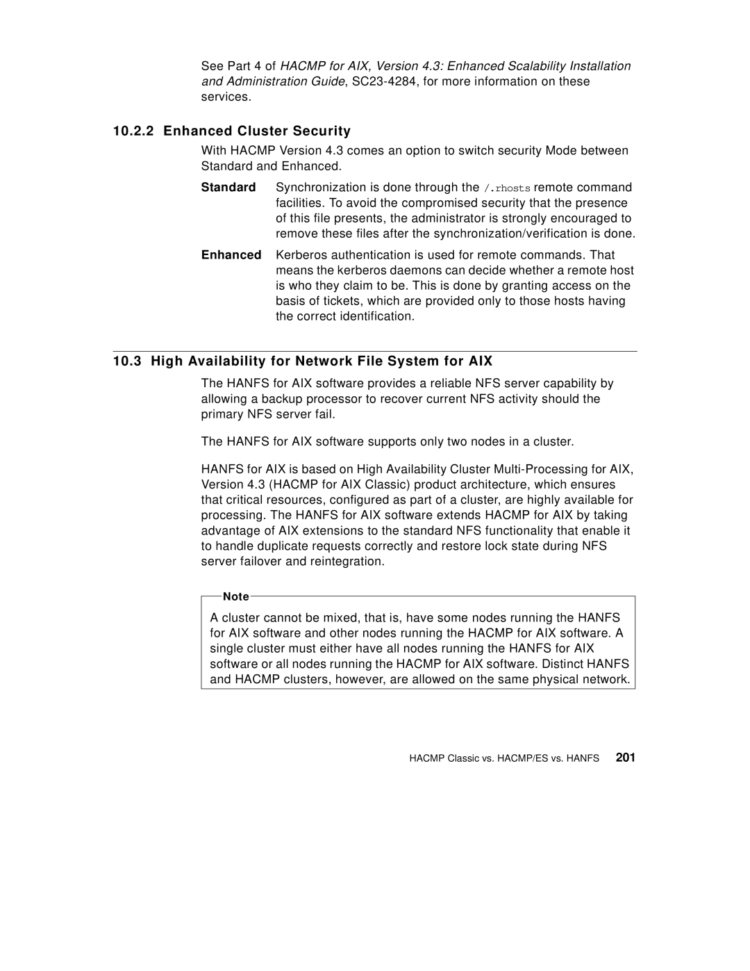 IBM SG24-5131-00 manual Enhanced Cluster Security, High Availability for Network File System for AIX 